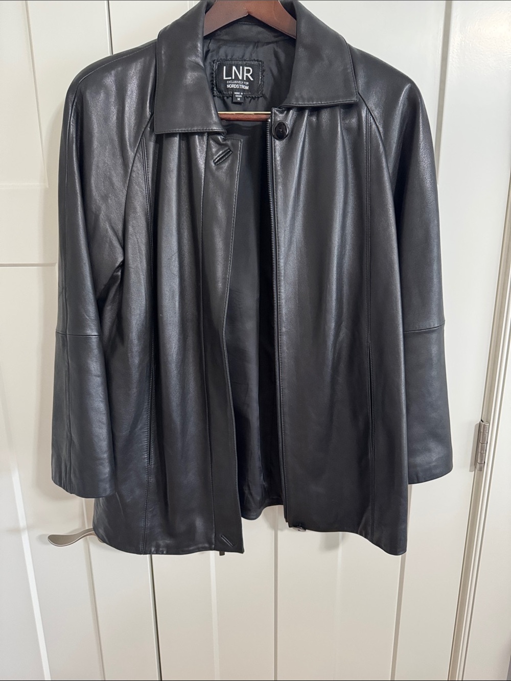 Nordstrom Black Leather Jacket Coat for Women